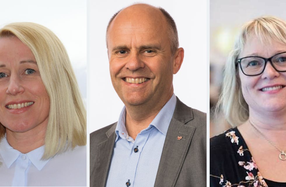 Marianne Synnes Emblemsvåg (H), Lena Landsverk Sande (V) og Steinar Reiten (Krf).