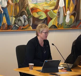 Ordførar Lena Marie Landsverk Sande, her ved eit kommunestyremøte i mai. 