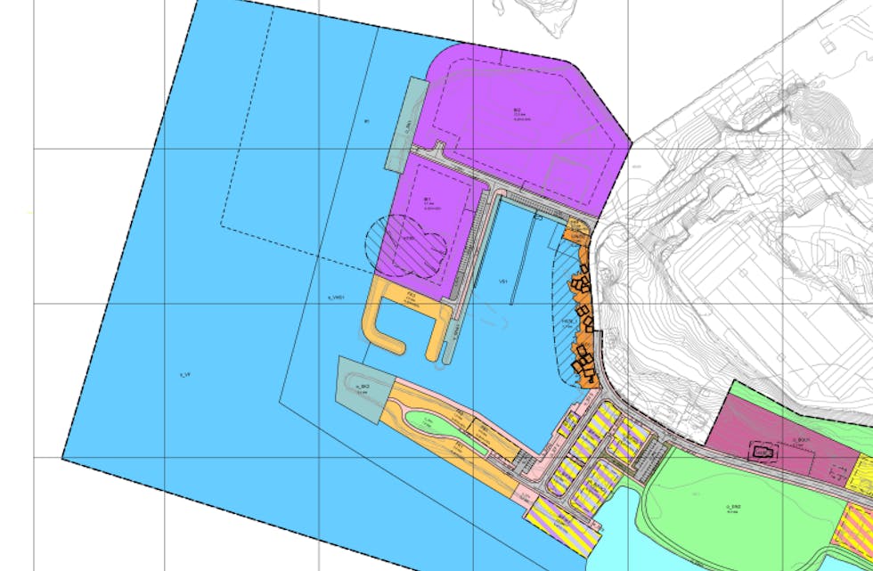 NY UTFYLLING: I 2024 kan området ved åheim småbåthamn sjå slik ut.
KARTUTSNITT: Vanylven Kommune