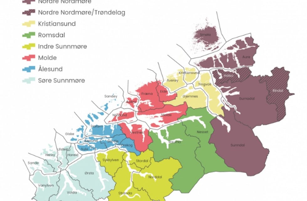 FORSLAG: Sonekartet som er foreslått ser slik ut, og reisande frå Vanylven vil då kunne reise heilt frå sør i kommunen og i heile Sjustjerna for prisen av ein sonebillett.