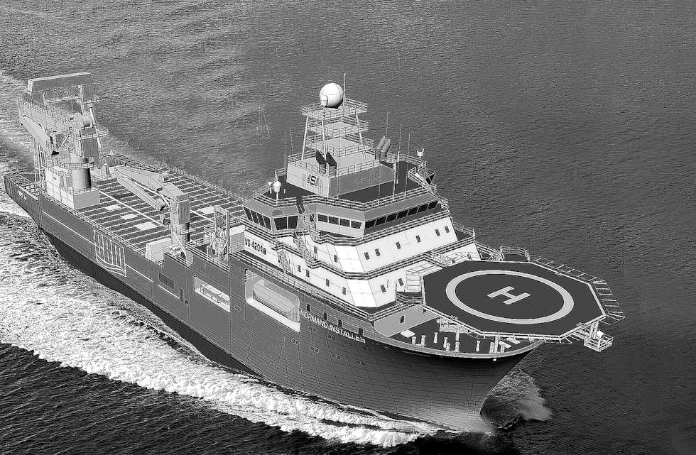 STOR BÅT: Den nye båten som Ulstein Verft skal byggje er eitt av dei største enkeltprosjekta hittil. Båten er 123,8 meter lang, 28 meter brei og har ei stålvekt på 6000 tonn.